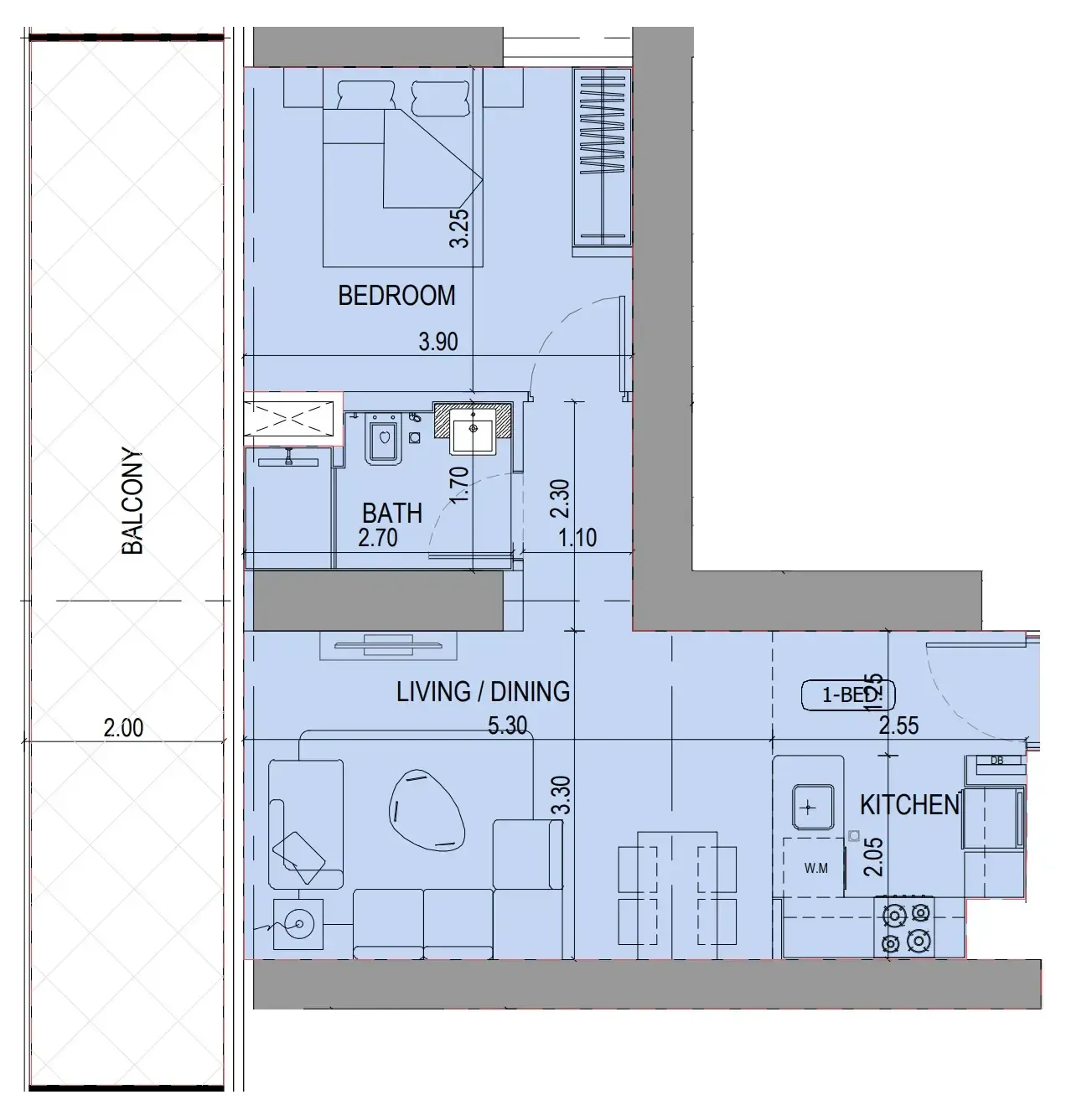 1 bedroom Apartments floor plan at Binghatti Sky Terraces