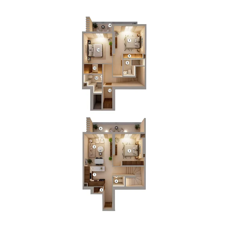 3 bedroom Duplex floor plan at Q Gardens Loft