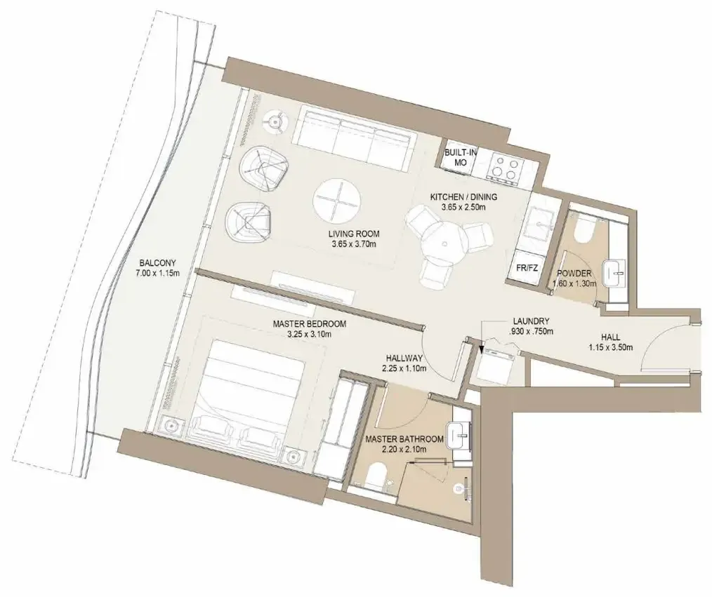 1 bedroom Apartments floor plan at Laguna Residence