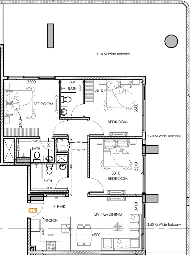 3 bedroom Apartments floor plan at Al Haseen Residences 5