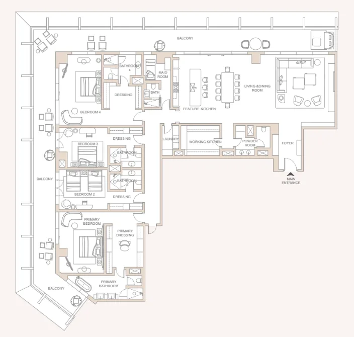 4 bedroom Apartments floor plan at Four Seasons Private Residences DIFC