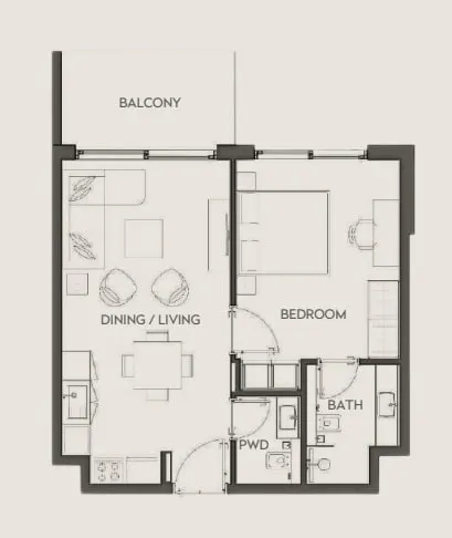 1 bedroom Apartments floor plan at Hawa Residence