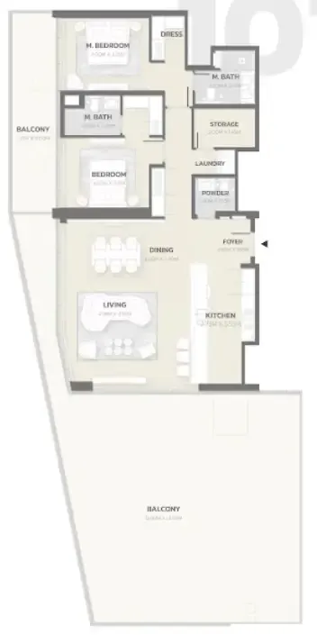 2 bedroom Apartments floor plan at Tonino Lamborghini Residences