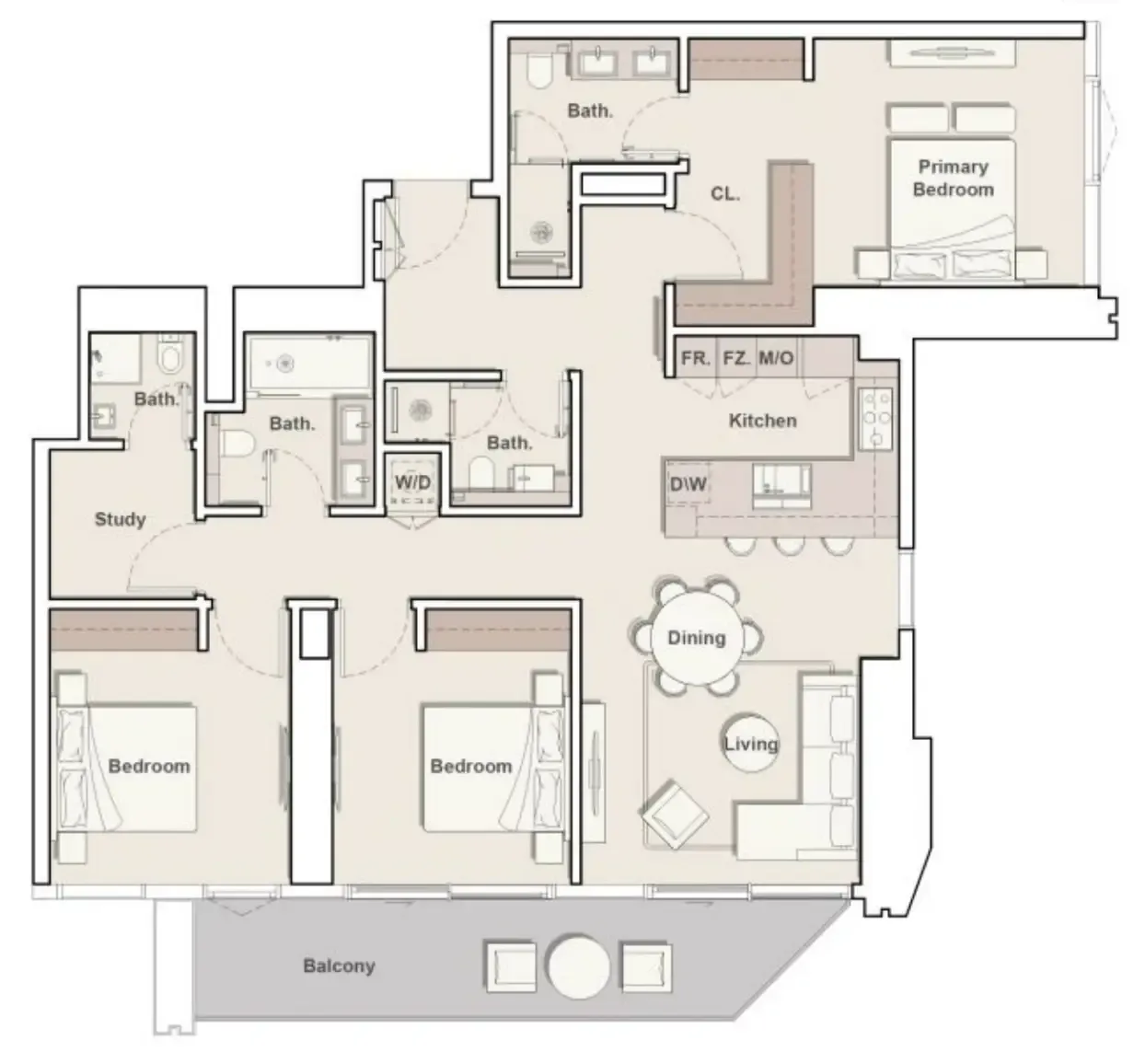 3 bedroom Apartments floor plan at Eltiera Views