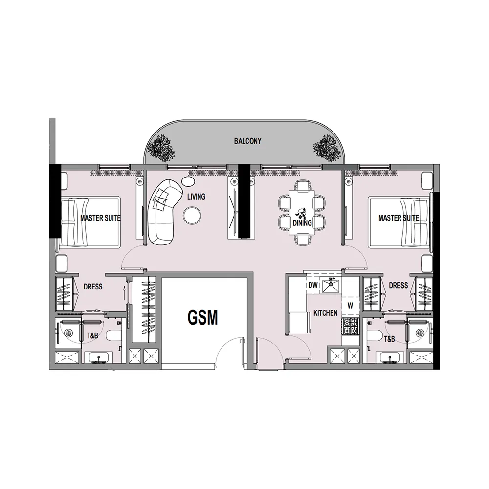 2 bedroom Apartments floor plan at Verso