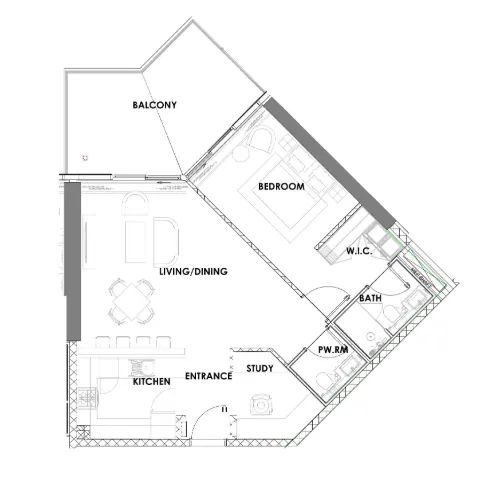 1 bedroom Apartments floor plan at Golf Greens