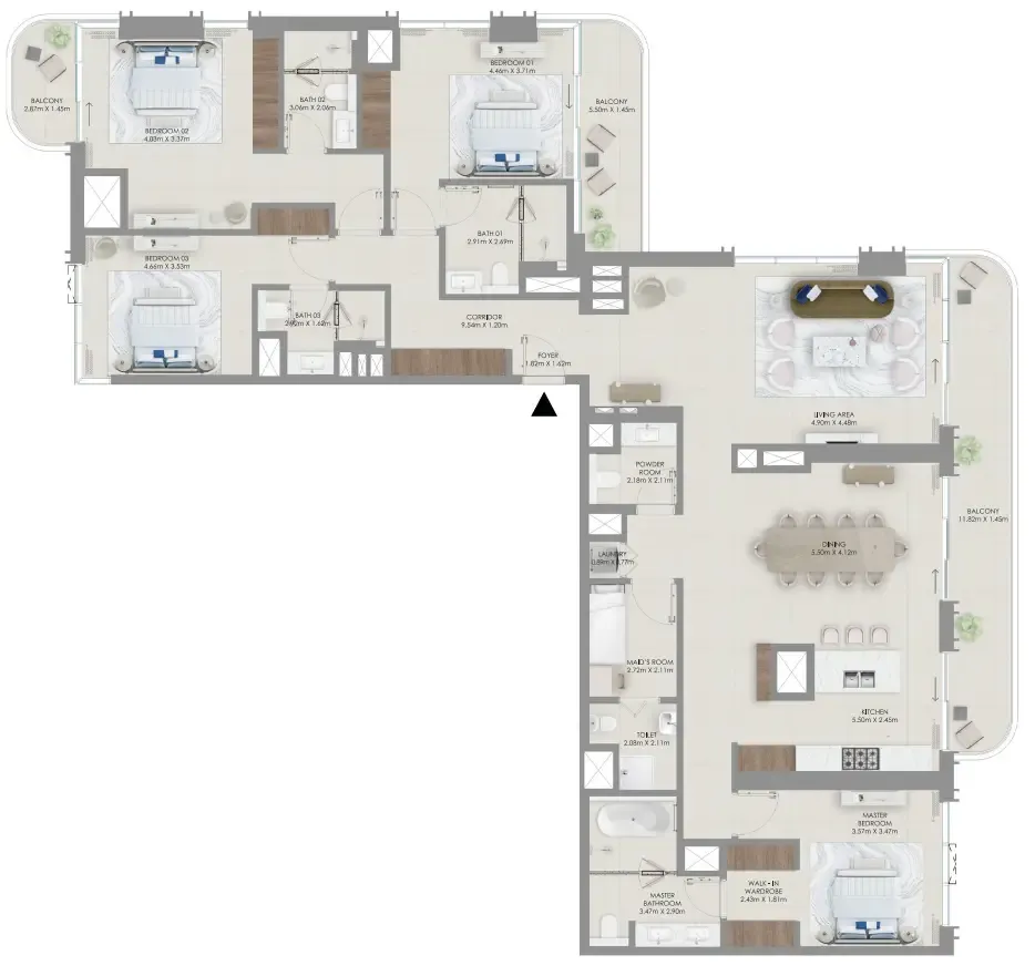 4 bedroom Apartments floor plan at Baystar by Vida