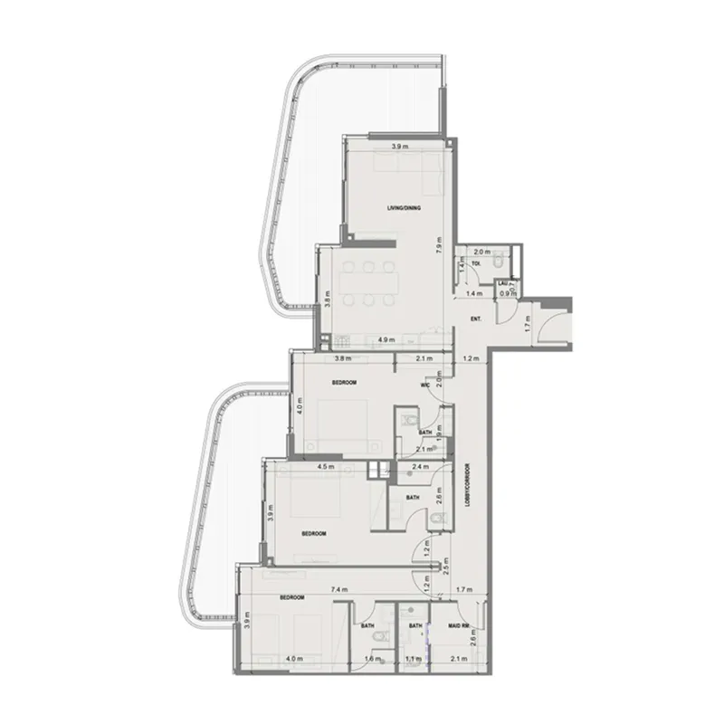 3 bedroom Apartments floor plan at Blue Marina Residence
