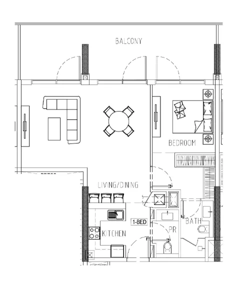 1 bedroom Apartments floor plan at Damac Riverside Views