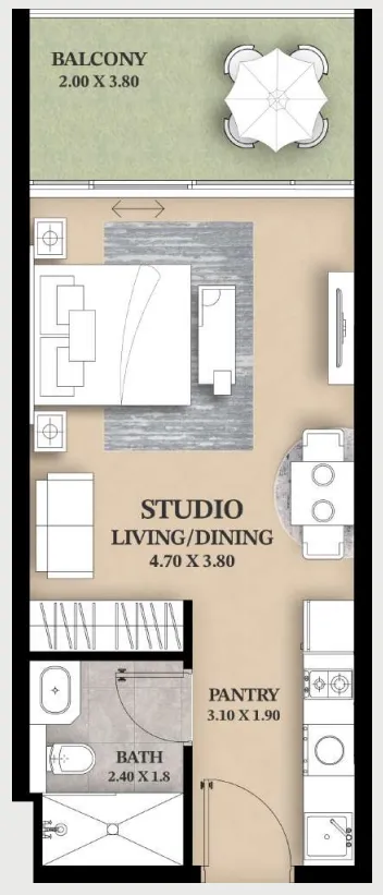 0 bedroom Apartments floor plan at Ventana Residences