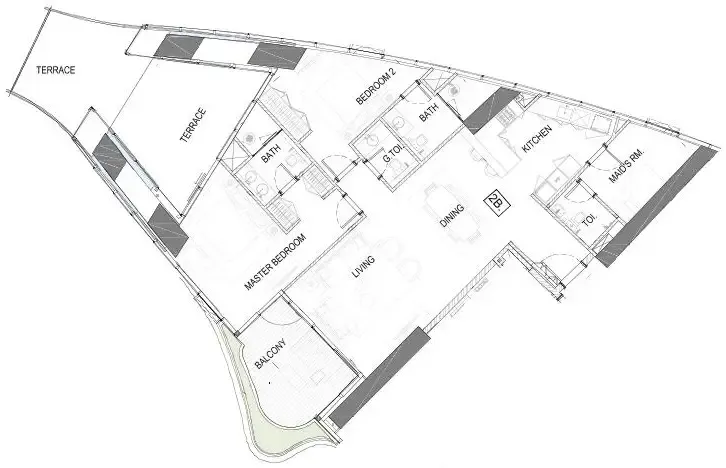 2.5 bedroom Apartments floor plan at Safa One de Grisogono