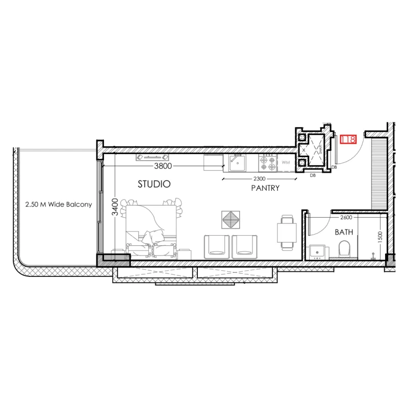 0 bedroom Apartments floor plan at Al Haseen Residences 5