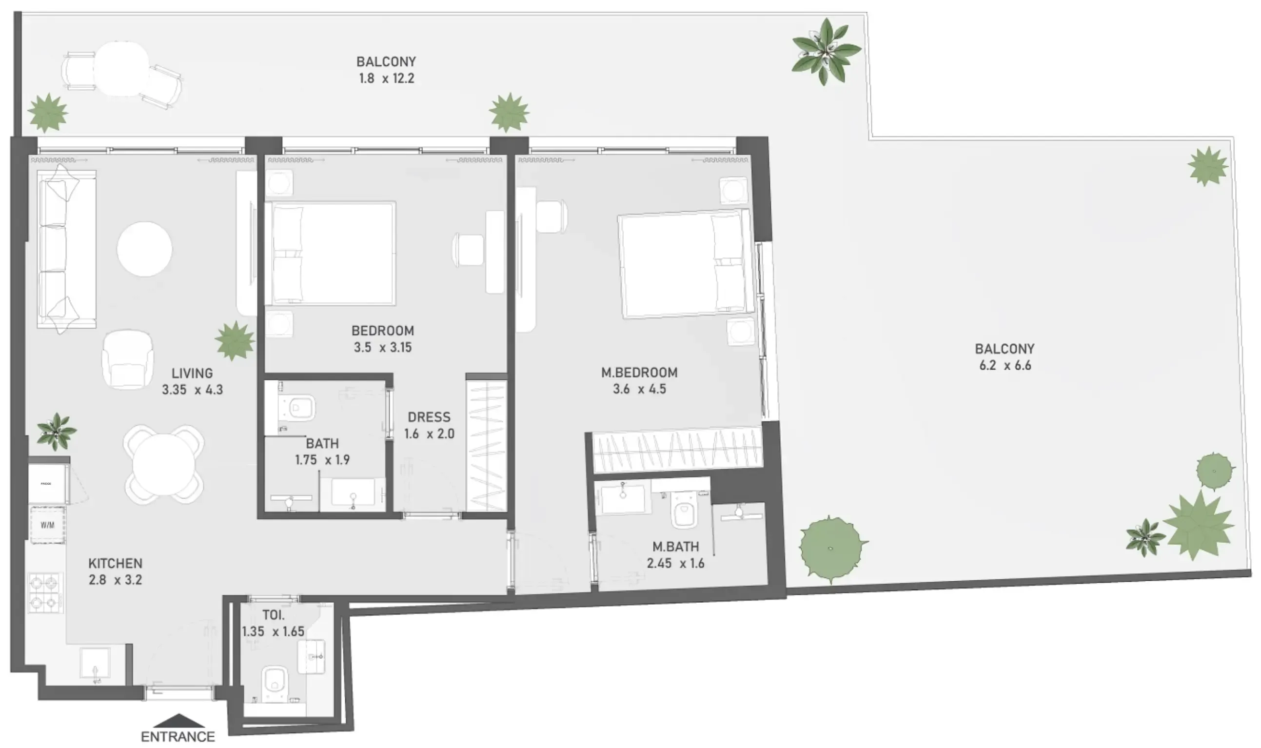2 bedroom Apartments floor plan at Ayami Residence