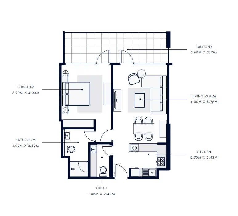 1 bedroom Apartments floor plan at Azizi Vista