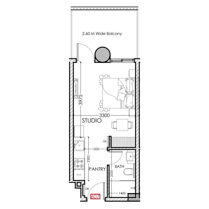 0 bedroom Apartments floor plan at Al Haseen Residences 5