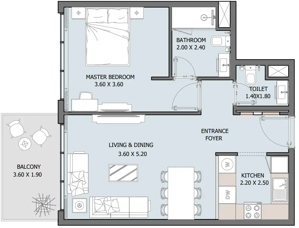 1 bedroom Apartments floor plan at Oceana
