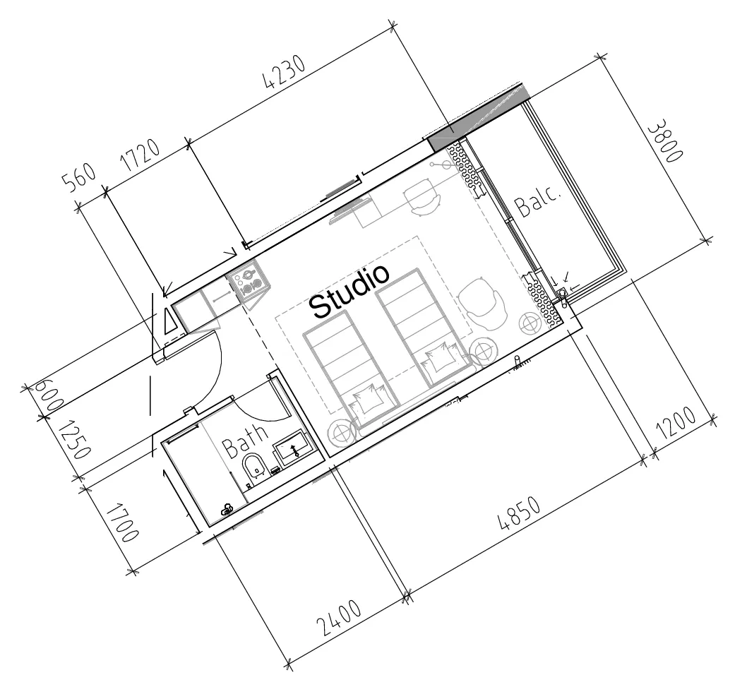 0 bedroom Apartments floor plan at Damac Hills 2 - Hotel Edge by Rotana