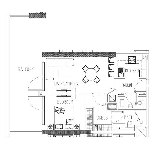 1 bedroom Apartments floor plan at Damac Riverside Views