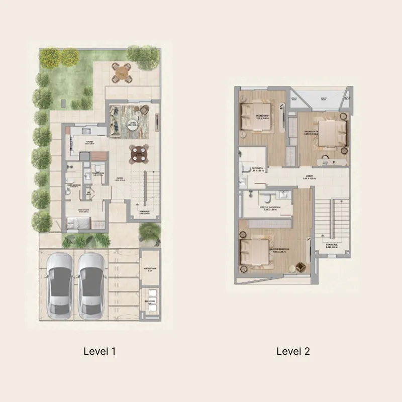 3 bedroom Townhouse floor plan at Al Ghadeer Parks