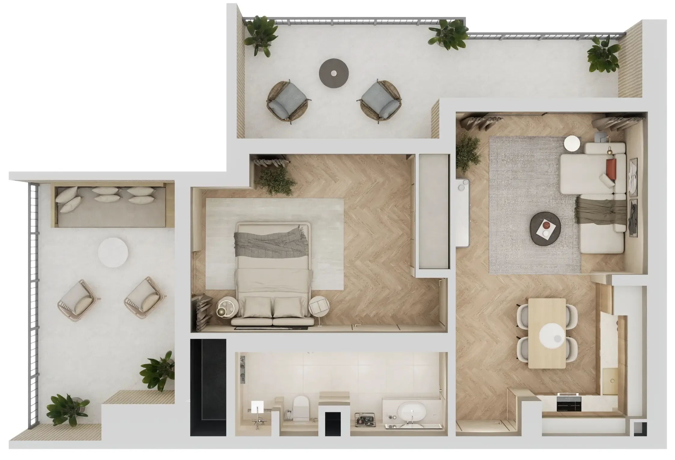 1 bedroom Apartments floor plan at Arisha Terraces
