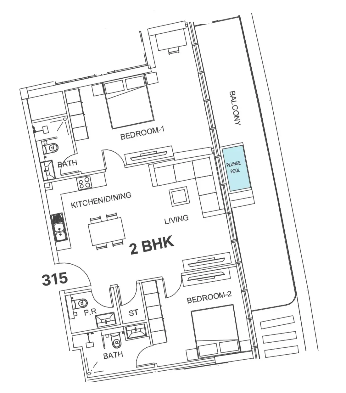 2 bedroom Apartments floor plan at Villa Del Garda