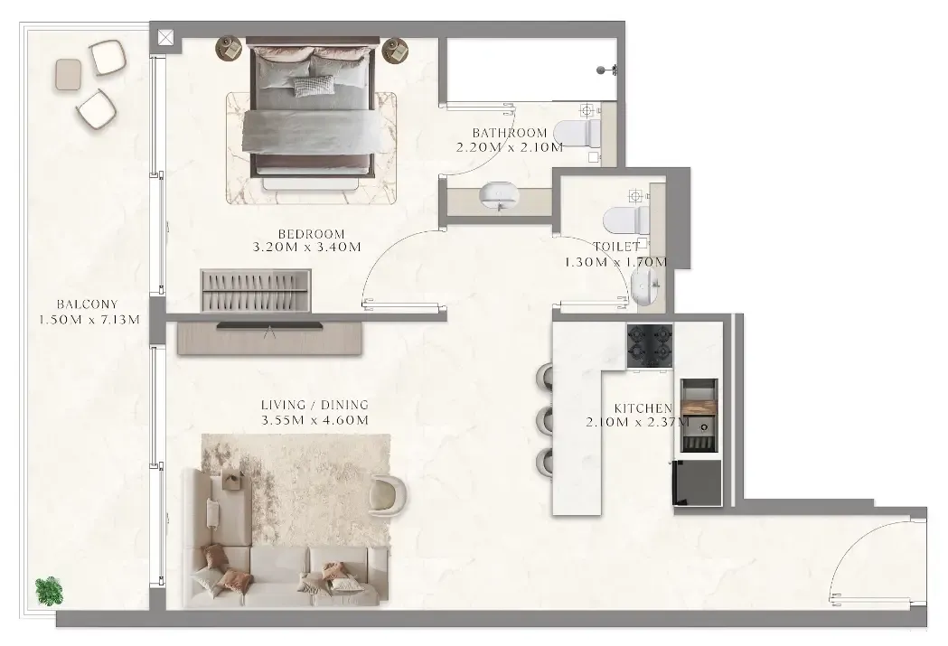 1 bedroom Apartments floor plan at Aum 99 Residences