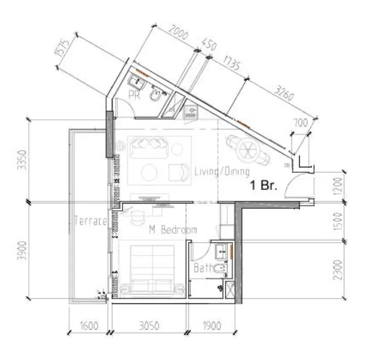 1 bedroom Apartments floor plan at Damac Hills 2 - Hotel Edge by Rotana
