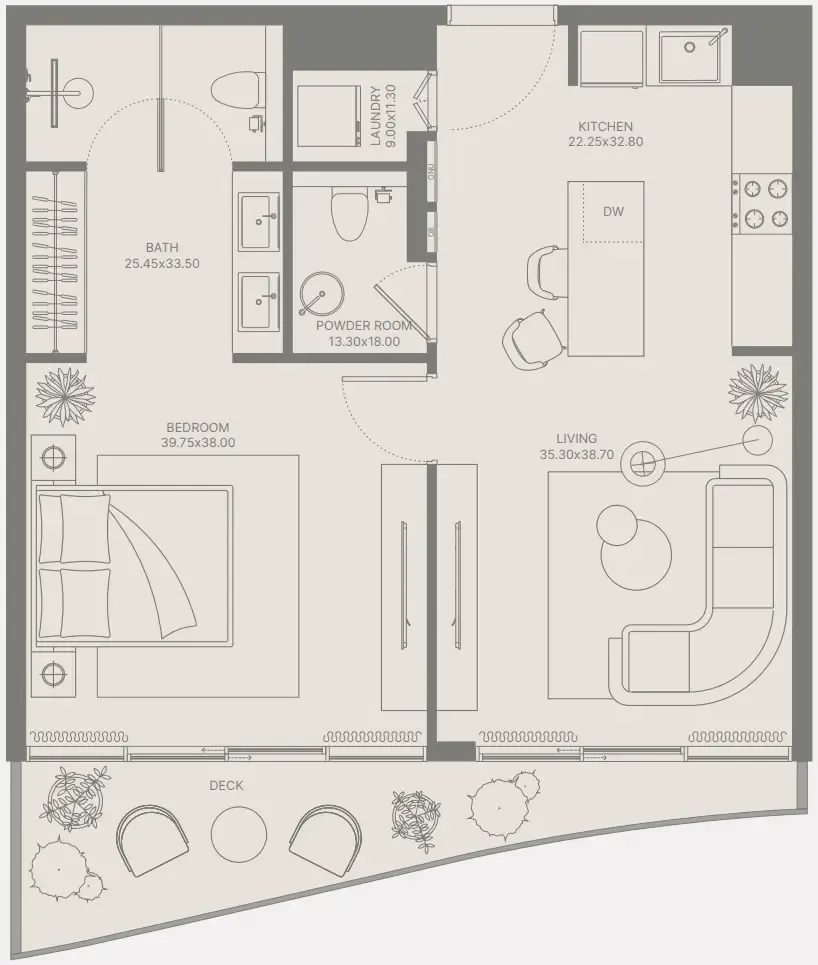 1 bedroom Apartments floor plan at Bond Enclave