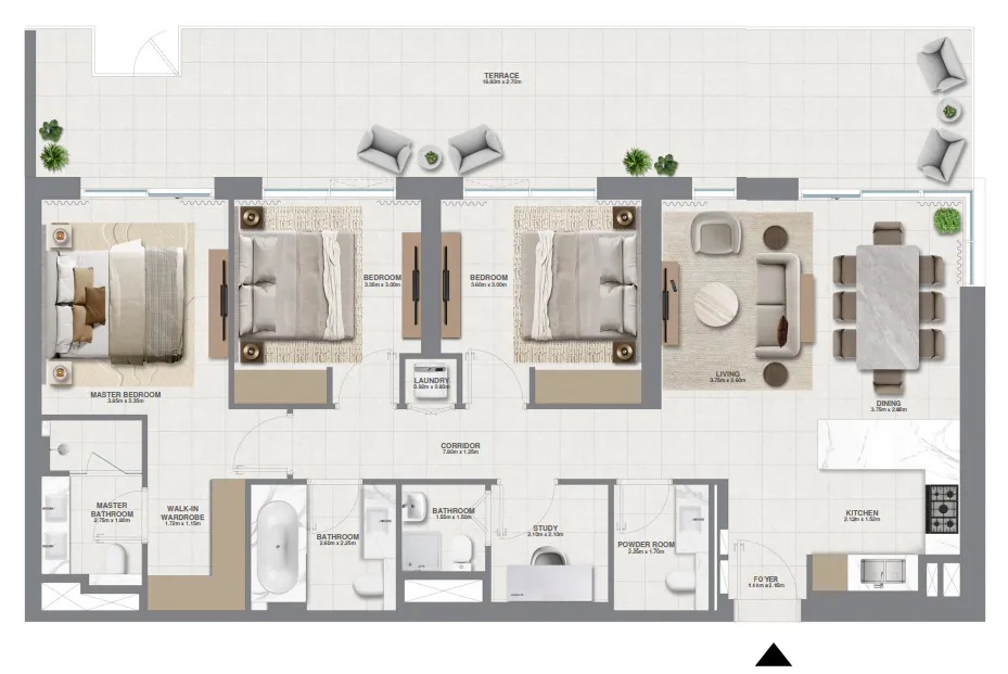3 bedroom Apartments floor plan at Golf Meadow