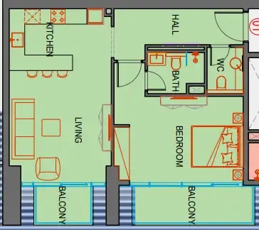 1 bedroom Apartments floor plan at SkyGate Tower