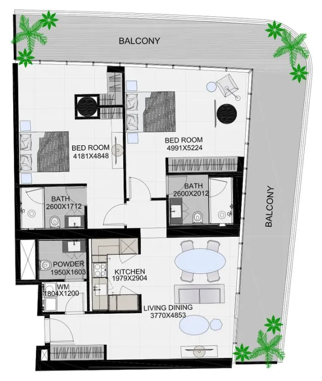 2 bedroom Apartments floor plan at The Community Sports Arena