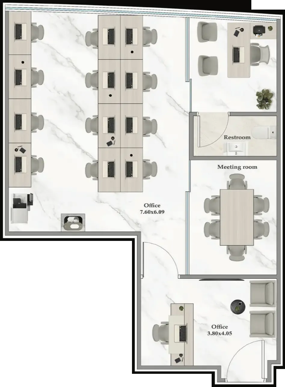  bedroom Office floor plan at Aspirz