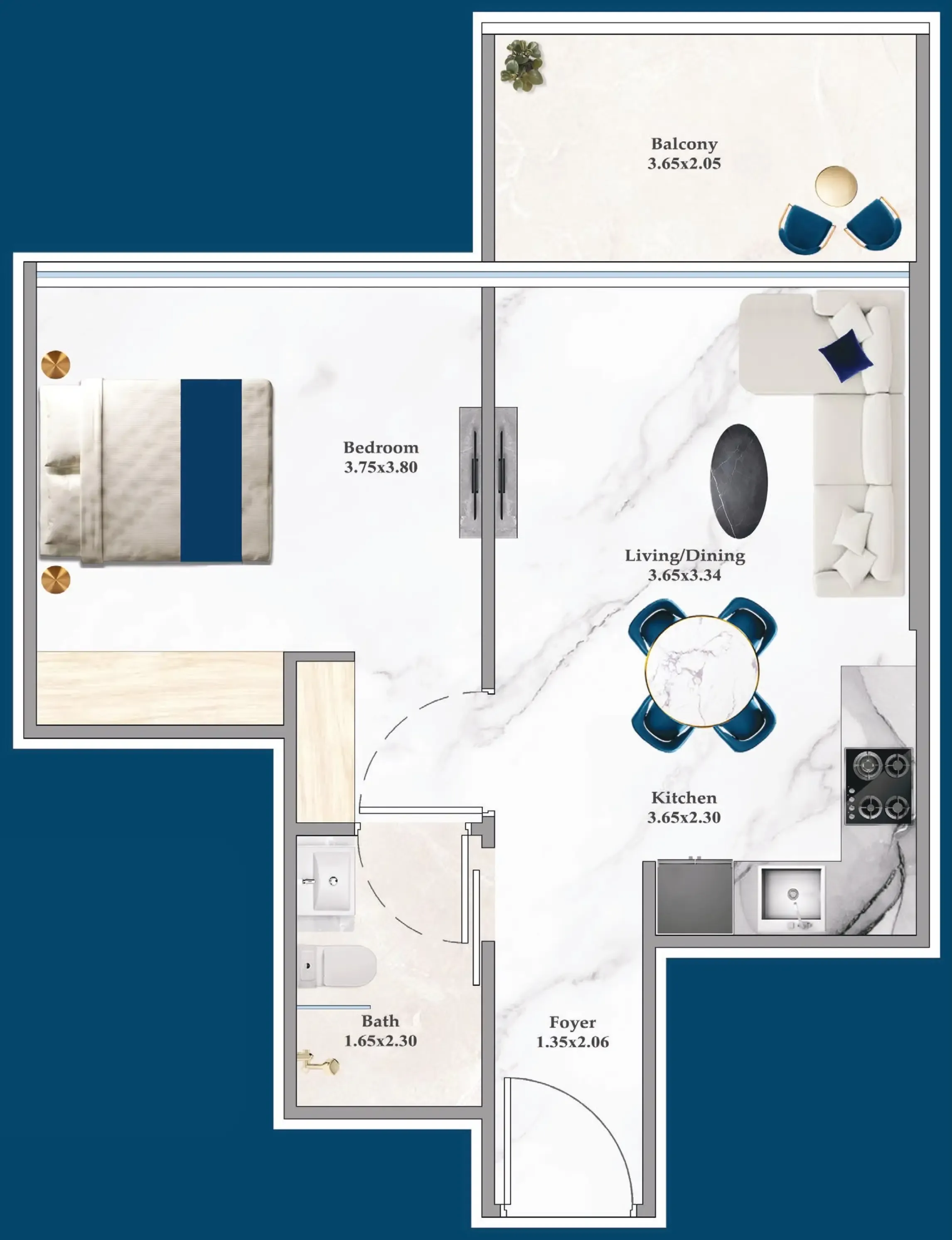 1 bedroom Apartments floor plan at Serenz