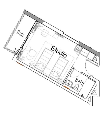 0 bedroom Apartments floor plan at Damac Hills 2 - Hotel Edge by Rotana
