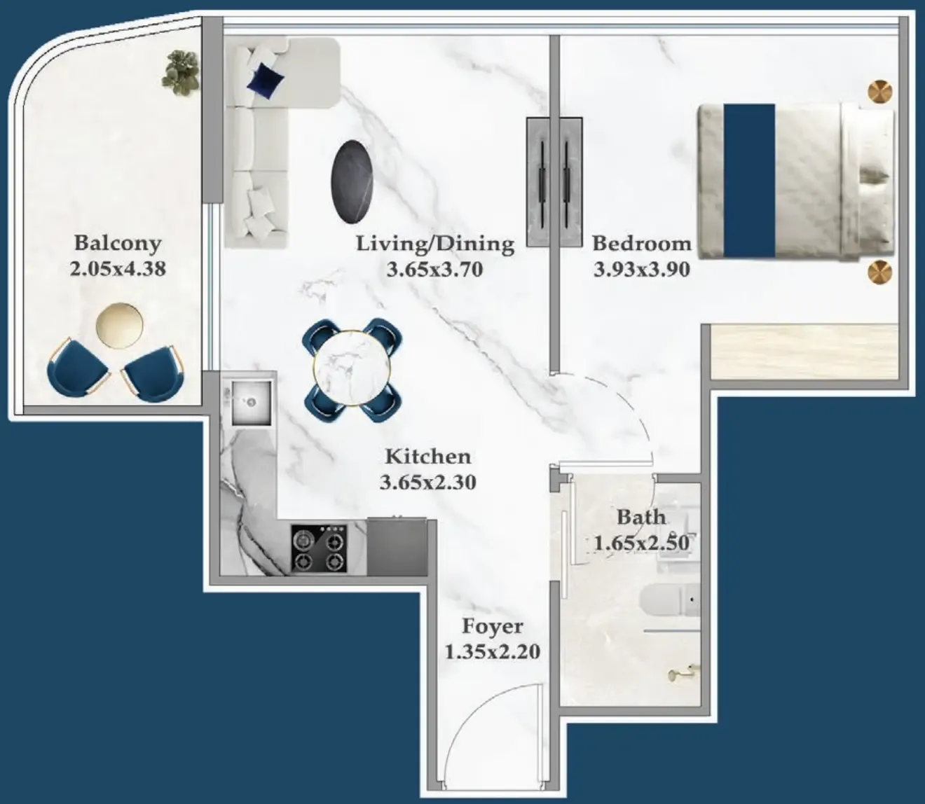 1 bedroom Apartments floor plan at Serenz