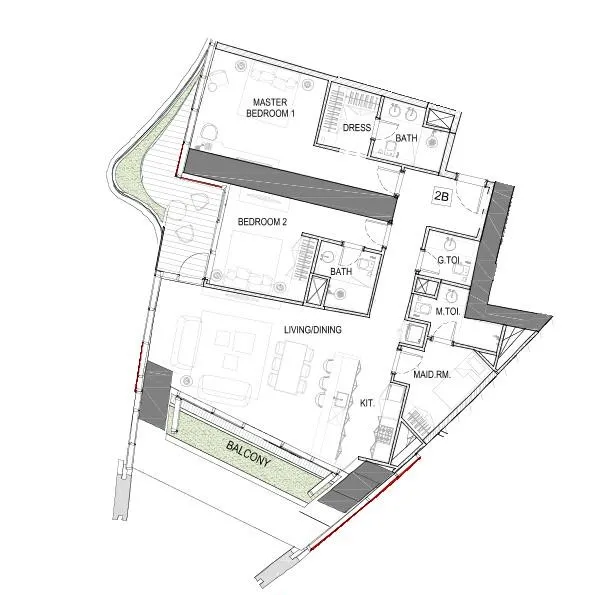 2 bedroom Apartments floor plan at Safa One de Grisogono