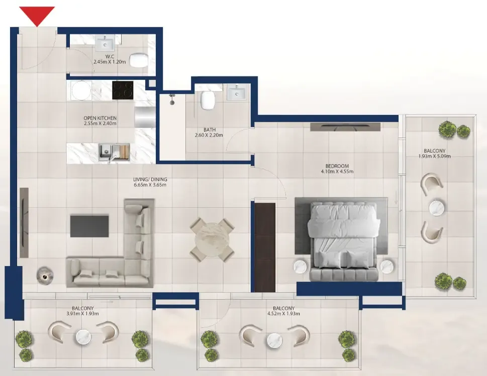 1 bedroom Apartments floor plan at Al Vista