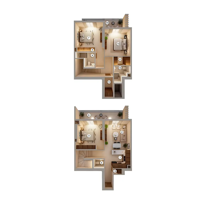 3 bedroom Duplex floor plan at Q Gardens Loft
