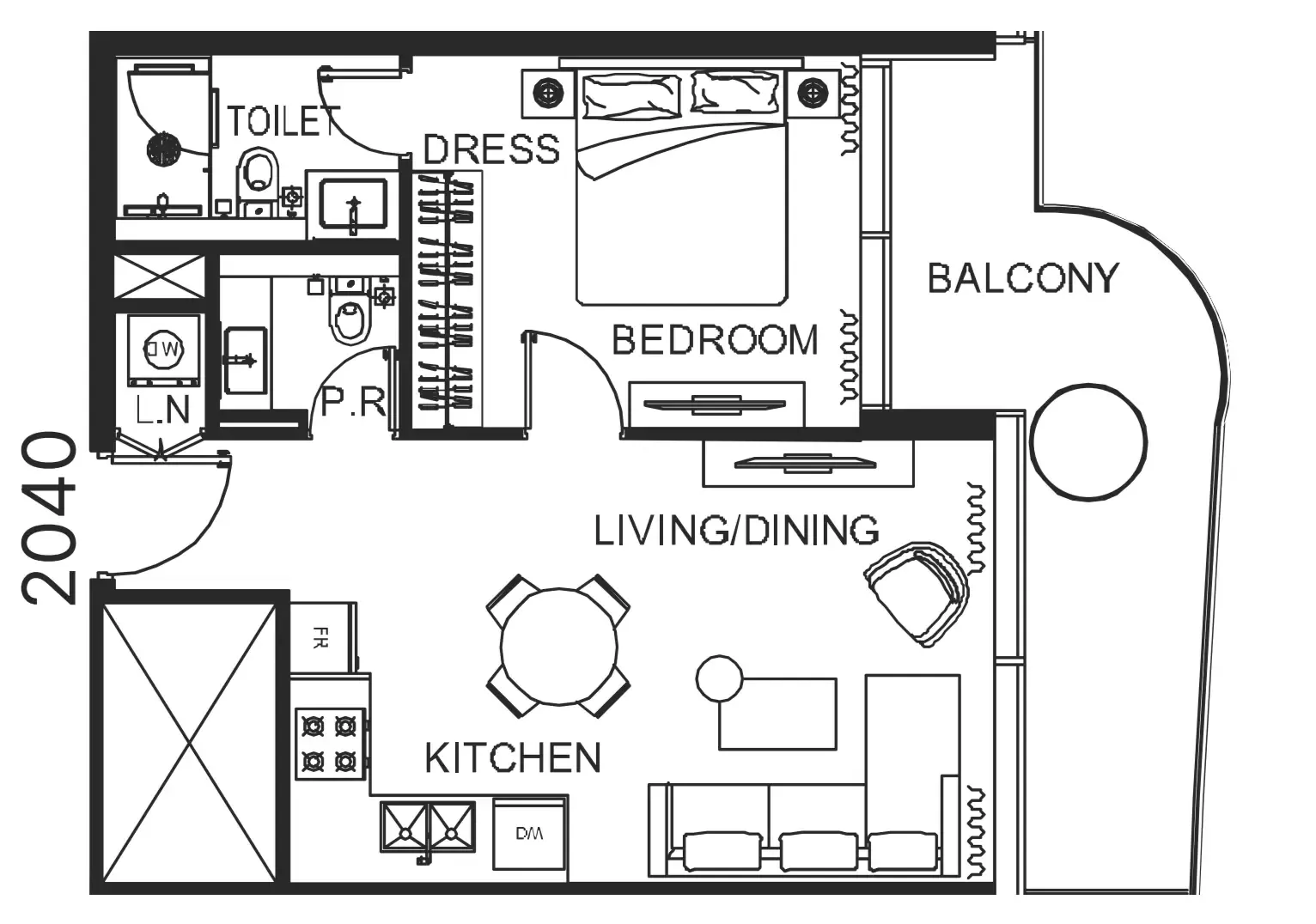 1 bedroom Apartments floor plan at The WOW Tower