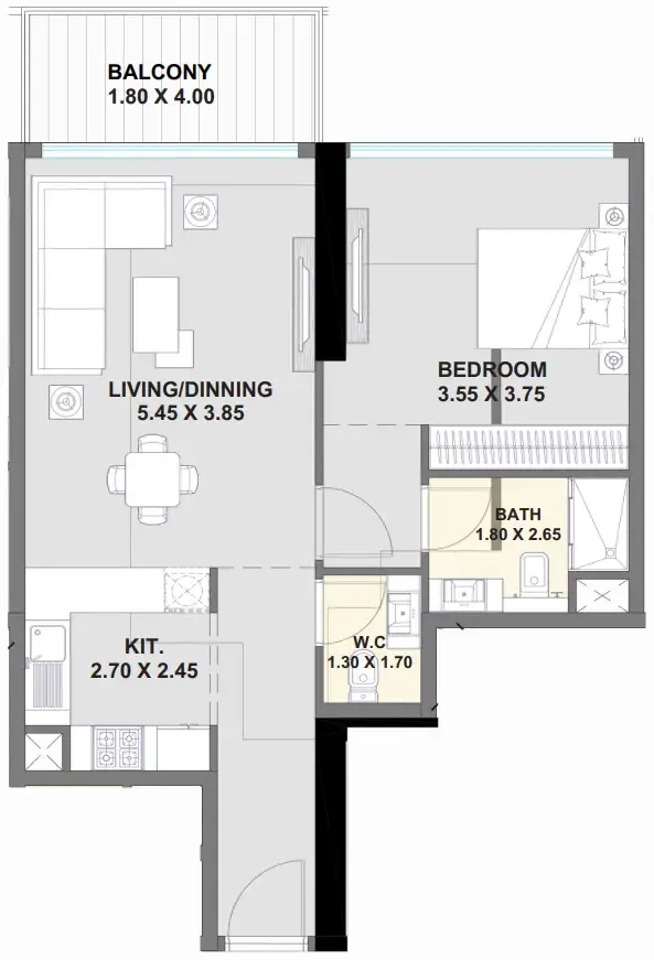 1 bedroom Apartments floor plan at Ayaan Heights 1