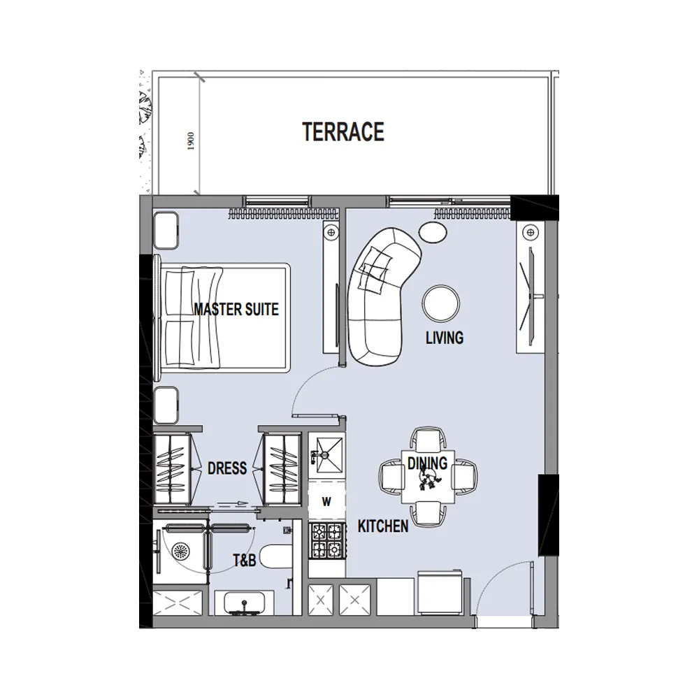1 bedroom Apartments floor plan at Verso