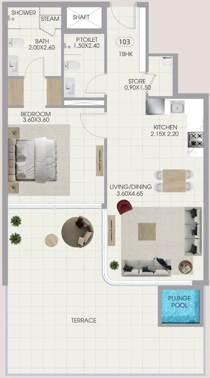 1 bedroom Apartments floor plan at Bonds Avenue