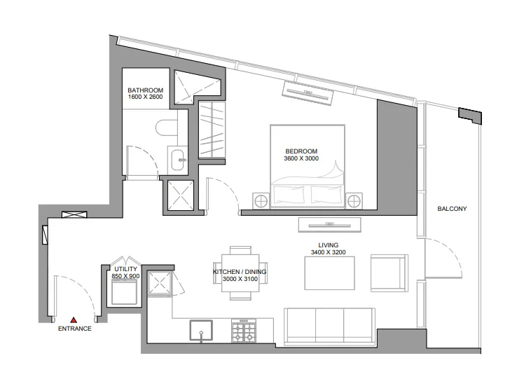 1 bedroom Apartments floor plan at The Serene at Sobha Central