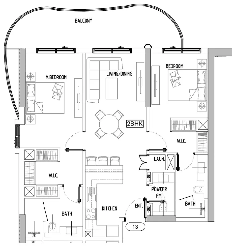 2 bedroom Apartments floor plan at Damac Lagoons Views Phase 3