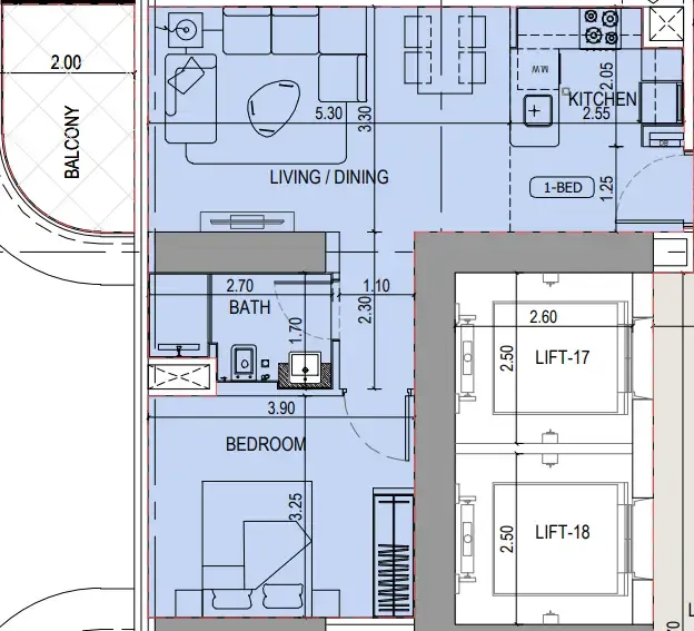 1 bedroom Apartments floor plan at Binghatti Sky Terraces