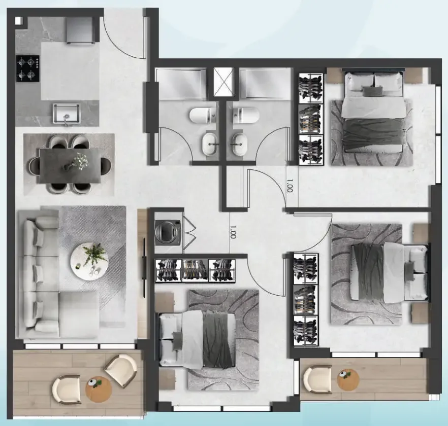 3 bedroom Apartments floor plan at Saray South Residences