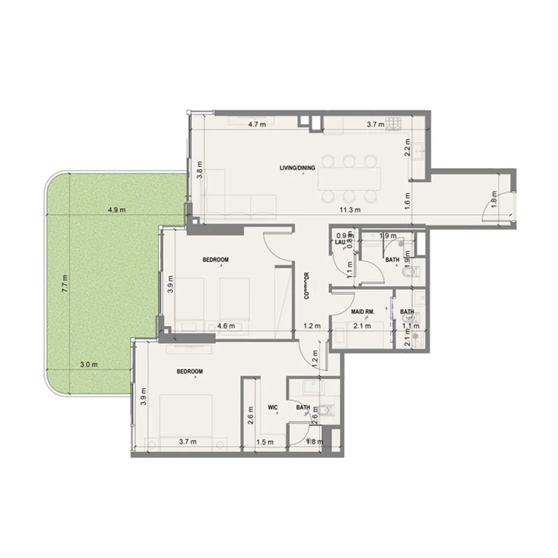 2 bedroom Apartments floor plan at Blue Marina Residence
