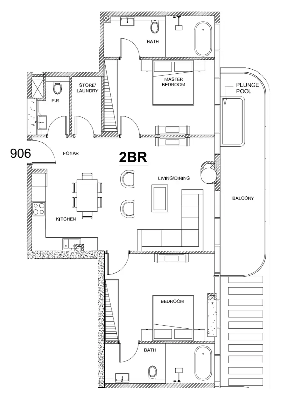 2 bedroom Apartments floor plan at Villa Del Brunello