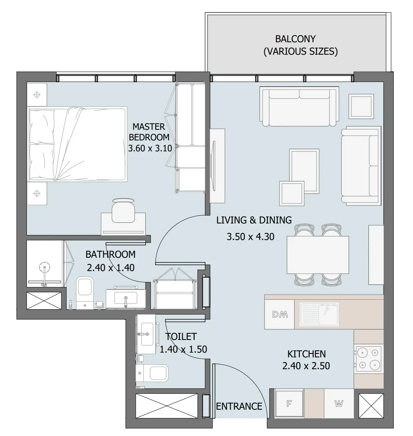 1 bedroom Apartments floor plan at Verdana III