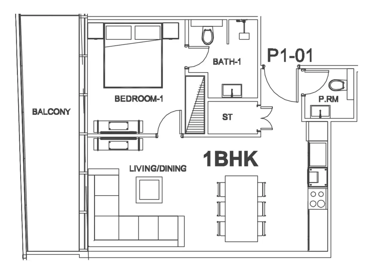 1 bedroom Apartments floor plan at Villa Del Arte